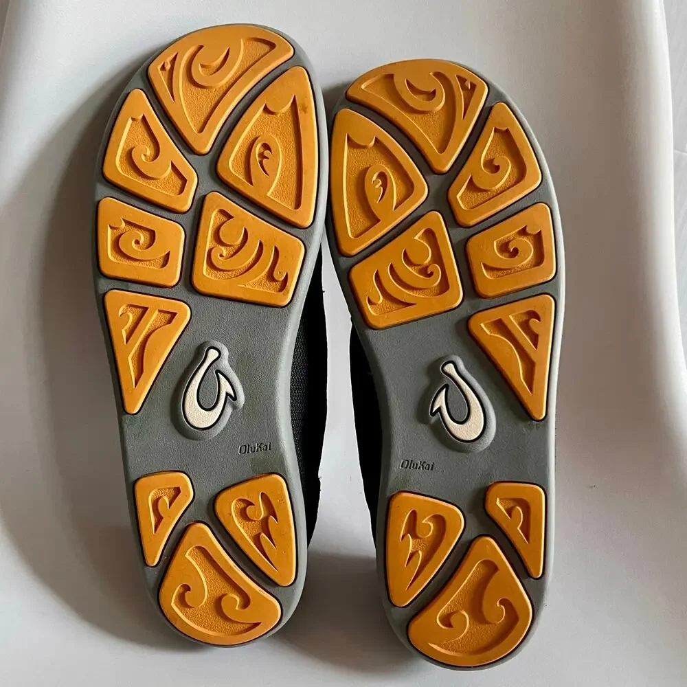 OluKai Nohea Mesh Men's 13 Gray Orange Slip On Shoes Drop In Heel 10188-4242